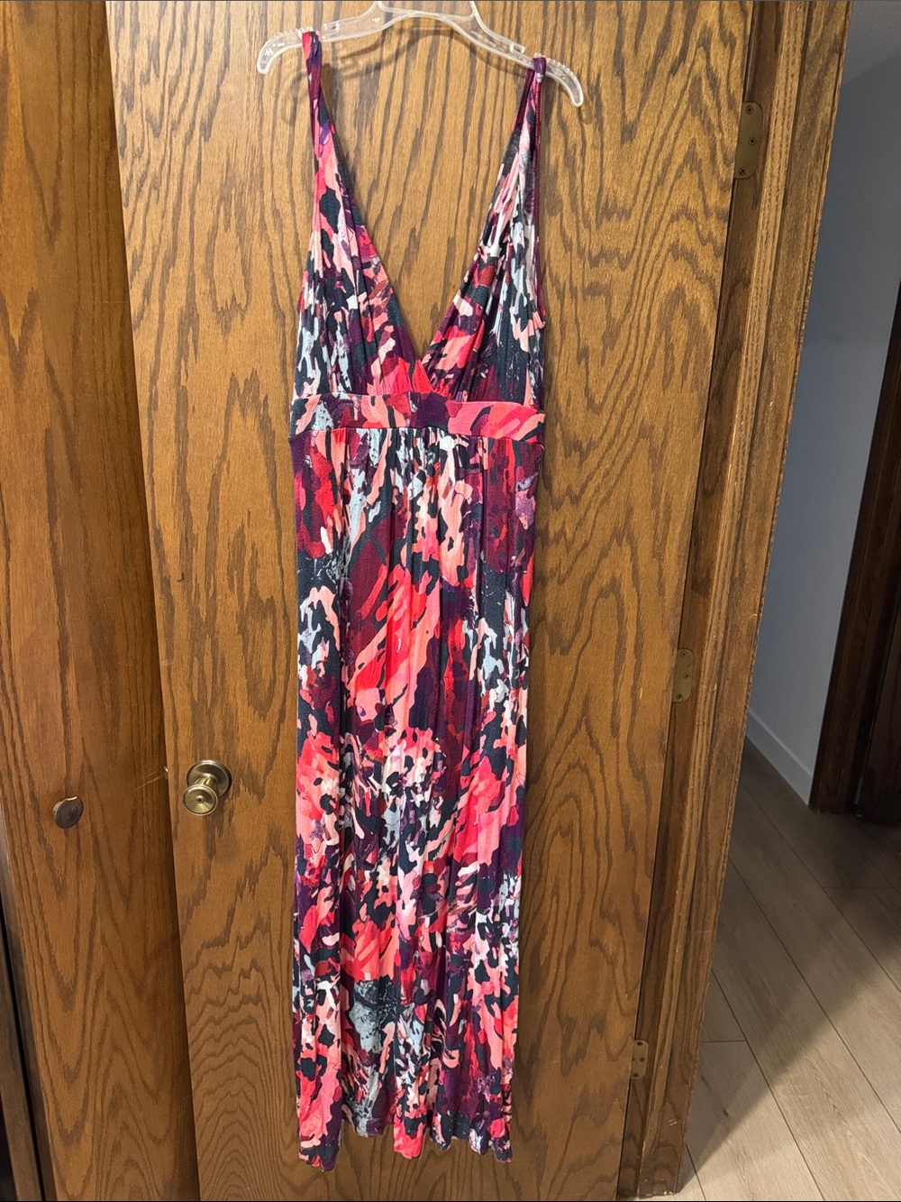 Matty M Pink & Navy Floral Empire-Waist Maxi Dress
